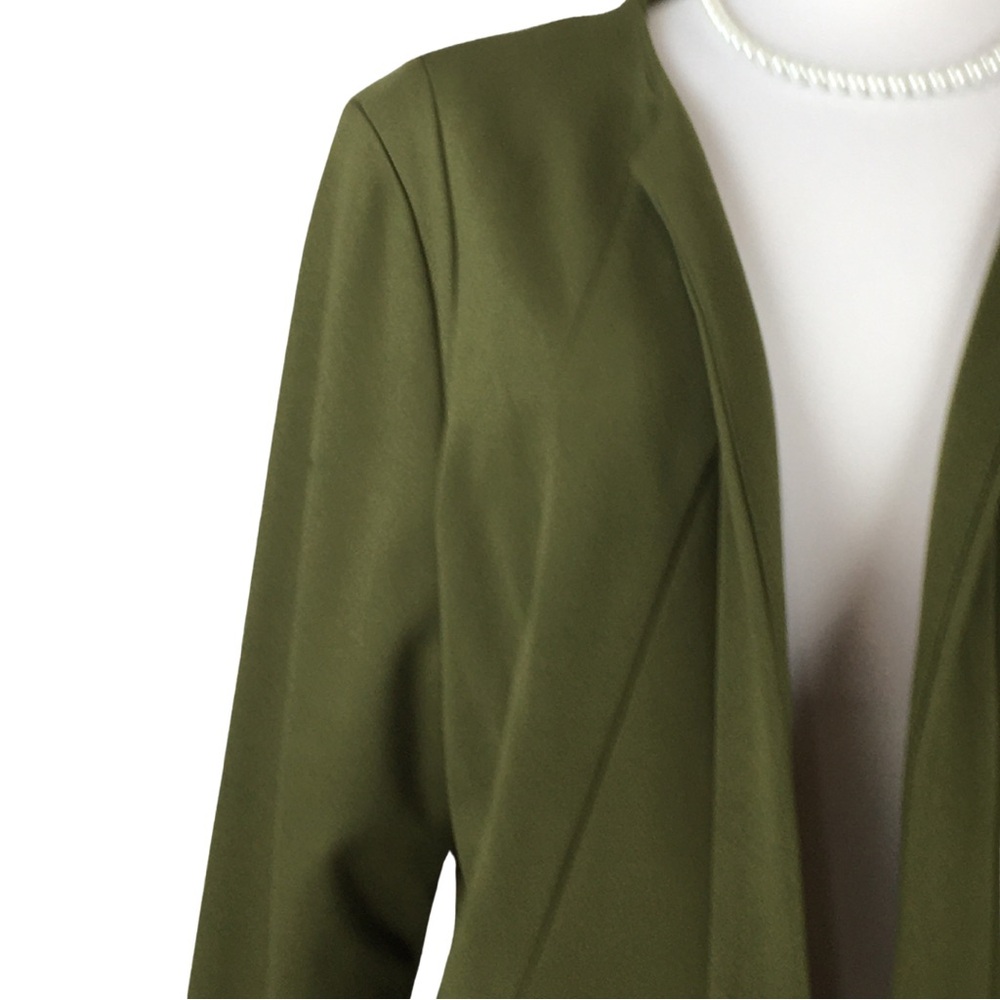 Versona Army Green Open Collarless Ponte Waist Length Blazer size XX-Large - Picture 5 of 14